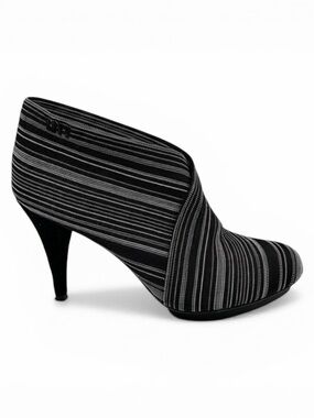 United Nude Booties Womens 40 Black Fold Hi Striped Elastic Architectural Heel